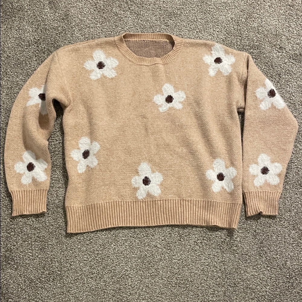 Floral Beige Sweater size Small